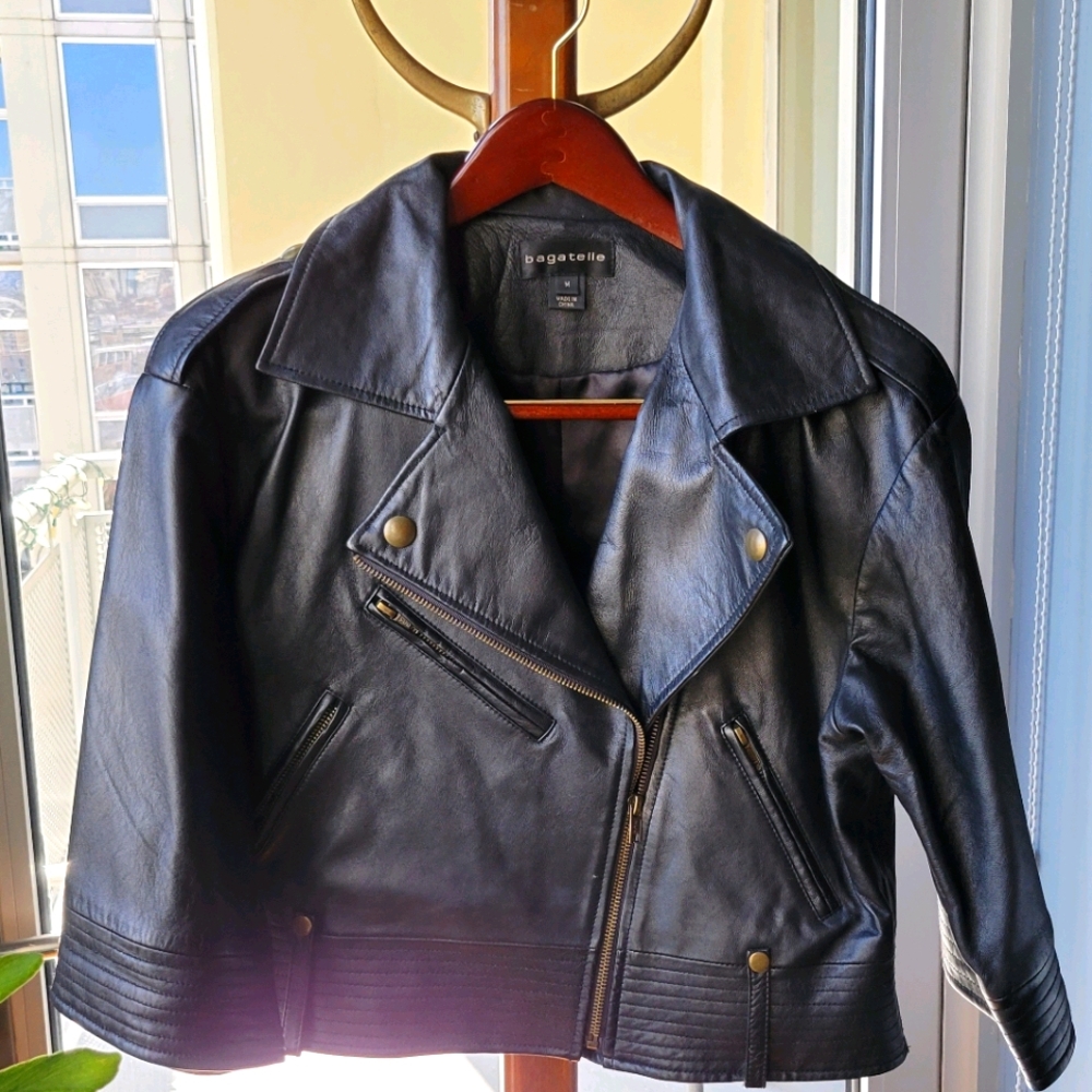 Bagatelle | Cropped Leather Moto Jacket